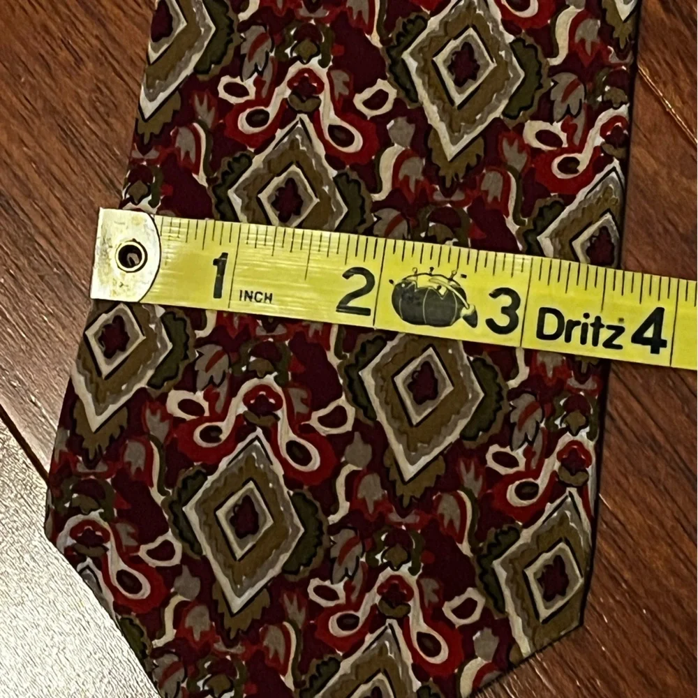 Missoni Cravatte Tie 100% Silk Diamond Abstract Olive Green Red Made In Spain